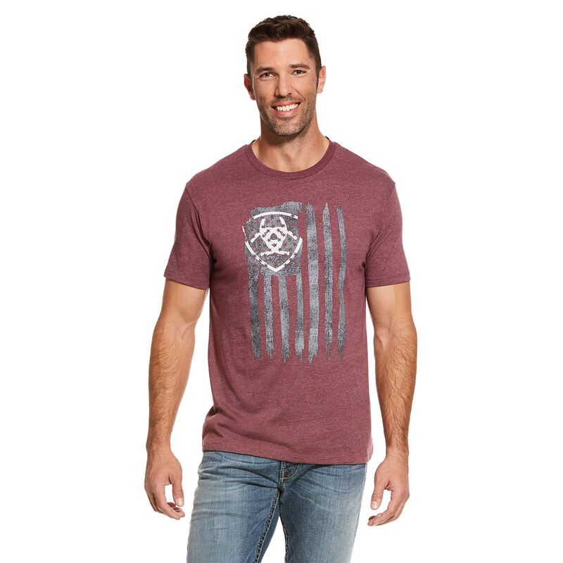 Ariat T-Shirts Herren - Vertical Flag Bordeaux ( JXSAI-4928 )